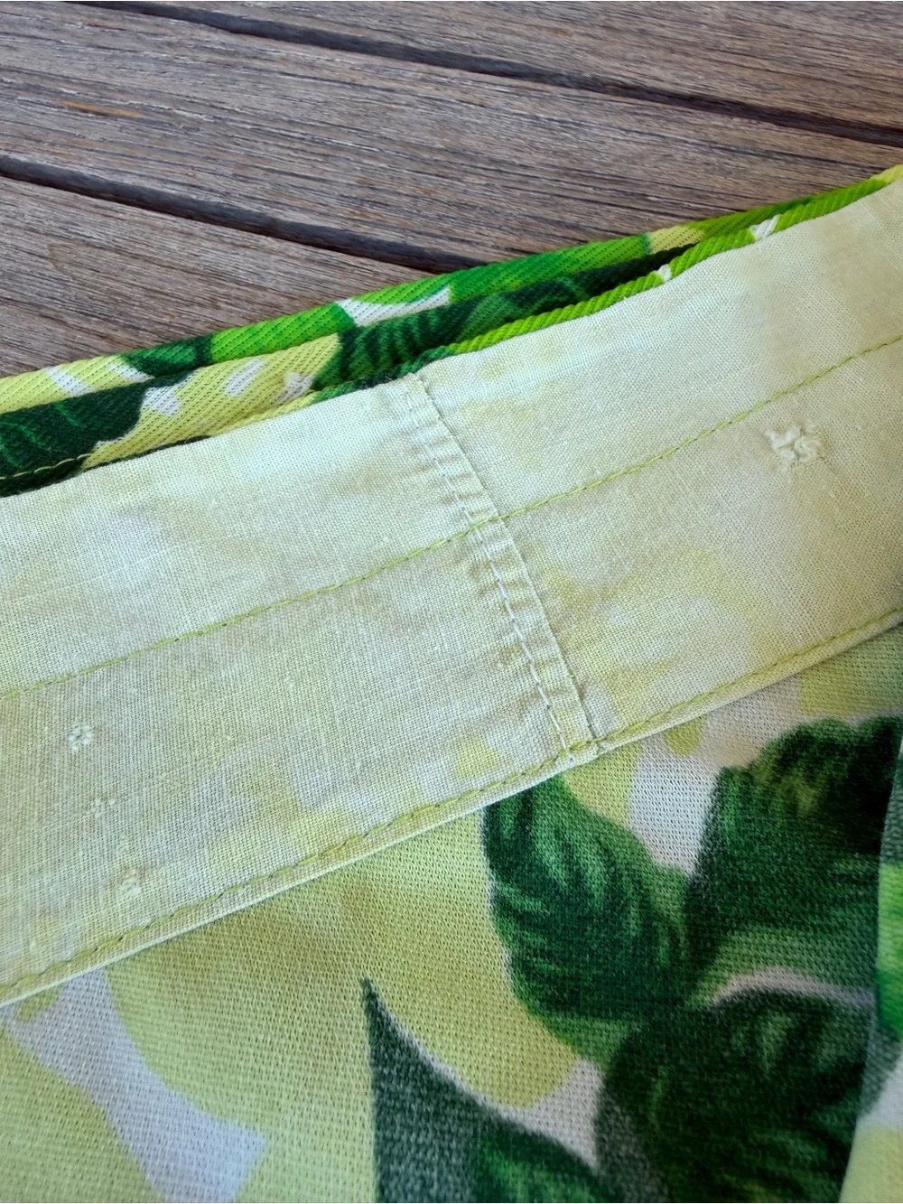 Vintage MCM Retro Floral Handmade Curtain Panel Green Yellow Rod Pocket 52x69